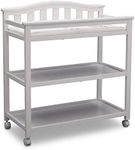 Delta Children Bell Top Changing Table with Wheels and Changing Pad, Greenguard Gold Certified, White