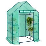 WOLTU Garden Greenhouse Walk In Plastic Tomato Greenhouse Vegetable Fruit Flower Plant Shed with Strong Reinforced Cover 143x73x195cm green