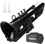 PAMPET SEA LION Professional Plastic Bb Trumpet Standard Trumpets Trumpet Set for Student Beginner Bb Trumpet Instrument (Black)