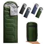 Petgin Envelope Camping Sleeping Bag 3 Seasons Warm & Cold Weather,Lightweight,Waterproof,Portable for Adults & Kids - Camping Gear Equipment,Hiking,Traveling,Indoors and Outdoors-Army Green