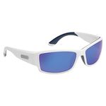 Flying Fisherman Razor Polarized Sunglasses, Matte White Frame, Smoke-Blue Mirror Lenses