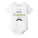 KNITROOT Grandparent Family Special Onesies, Unisex Baby Kids Cotton Lycra Envelope Neck Half Sleeve White Romper, Bodysuit, Sleepsuit, I'Ve The Best Grandpa Ever, 9-12 Months, Infant Cloths