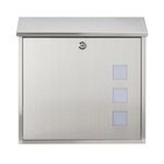 Burg-Wachter MB08ST Aire Wall Mounted Stainless Steel Lockable Weatherproof Post Box - 37x36x11cm