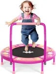 Happin® 36" Mini Foldable Toddler Trampoline for Kids with Height-Adjustable Handle, Noise-Free Kids Trampoline Indoor with Super Safety Pad & Durable Steel Frame, Indoor/Outdoor