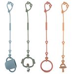 Lovbaby Toy Straps for Baby, Silicone Pacifier Clips, Adjustable Stretchable Sippy Cup Straps for Strollers, High Chair, Cribs, Hanging Baskets, Car Seat, Shopping Trolley, 4 Pack, (Ether+Sage+Muted+Apricot)