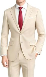 Mens Suits Regular Fit Slim Fit 2 Piece XS Beige Tuxedo Classic Fit with Stretch Fabric Mens Suit for Business, Wedding, Prom, Party (Regular, 36R)