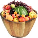 Greenco Large Acacia Wave Rim Fruits and Salads Serving Bowl 12" Inch Diameter