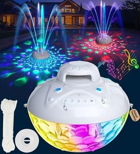 KingSom 3 in 1 Bluetooth Pool Speaker with Pool Fountain Light, 10000mAh Floating Pool Speaker, IP68 Waterproof Hot Tub Speakers, Loud Sound, BT5.4,24H Playtime Rechargeable pool Water Fountain, White