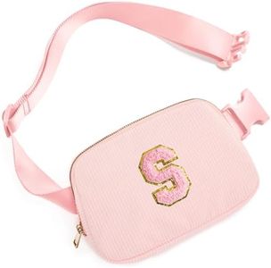 Gitus Gifts for 10 11 12 13 14 15 16 Year Old Girls Christmas Gifts for Teen Girls Sister Her Women Fanny Pack with Initial Letter Patch Belt Bag Crossbody Bag Tween Girls Trendy Stuff (Light Pink-S)