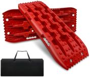 ROBLOCK Recovery Traction Boards with Carry Bag, 27.1" Long Sand Reinforced Recovery Boards Offroad on Sand, Mud, Snow, Portable Overlanding Gear for 4WD Truck Jeep RV SUV, Red, Pack of 2