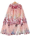 AIMEJZM Girls Princess Cape Colorful Princess Shiny Cloak Fancy Dress Costume Party Cosplay Pink