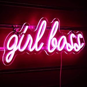 Lotvic Girl Boss Letrero de Neón, Letreros de Neón LED, Cartel Luminoso LED, Neon Sign, Luz de Decoración con Forma de Letrero de Neón LED, Señal de Neón Decoración para Bares, Tiendas, Discotecas