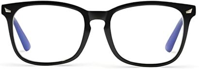 Roshfort Square Zero Power Blue Cut Computer Glasses | Gaming Glasses | Anti Glare, Lightweight & Blocks Harmful Rays | UV Protection Specs | Men & Women | Medium (A-4, Black)