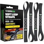 Rhino USA Soft Loop Motorcycle Tie-Down Straps (4PK) - 10,427lb Max Break Strength 1.7" x 17" Heavy-Duty Tie Downs for use w/Ratchet Strap (Black 4-Pack)