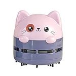 Lohoom Mini Desktop Vacuum Cleaner, Portable USB Cleaner Desk Cute Cartoon Wireless Charger for Cell Phone Rechargeable Handheld Cordless Hoover 8.1x8.3x10cm (Purple) (RE-584)