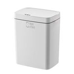 House of Quirk Automatic Bathroom Trash Can, Smart Garbage Can with Lid Small Trash Bin, Motion Sensor Trash Can Touchless, Kitchen Trash Can Slim Waste Basket (18Litre, White)