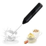 Milk Frother Handheld Battery Operated 304 Stainless Steel Head Mini Electric Foam Maker Drink Mixer Egg Beater for Cappuccinos Latte Hot Chocolate Cake Making Black