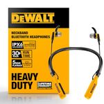 DEWALT Heavy Duty Magnetic Bluetooth Neckband Headphones, Wireless (Yellow)