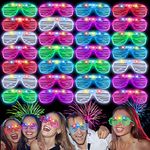 ONESING 50PCS Led Light Up Glasses 6 Colors Party Favors for Kids Neon Glasses Glow in The Dark Neon Party Supplies