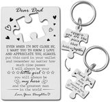 YODOCAMP Dad Wallet Card Gift from Daughter, Thanks My Hero Dad Fathers Day Birthday Christmas Engraved Wallet Insert Funny Papa Long Distance Puzzle Piece Keychain Set PTK11