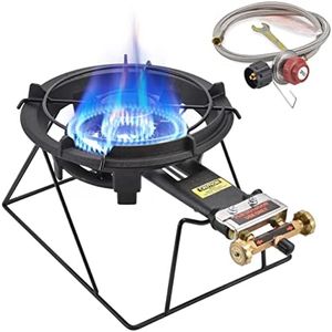 ARC Outdoor Propane Burner Stove, 13" Single Propane Burner, Cast Iron Portable Propane Burner With Sturdy Stand And 0-20 PSI Adjustable regulator Stainless Steel Hose,Great For Outdoor Wok Burner