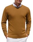 COOFANDY Men's Knitted Sweater Old Money Clothes Long Sleeve Sweater Brown Sweater Casual