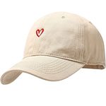 XYIYI Heart Beige Original Classic Cotton Baseball Cap Adjustable Dad Hat Unconstructed Plain Cap