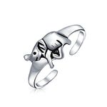 Personalize Midi Mid Finger Trunk UP Lucky Elephant Toe Ring For Women Teen Polished .925 Silver Sterling Adjustable Customizable