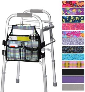 supregear Side Walker Bag, Walker Accessories Bag w/Cup Holder, Folding Walker Basket Waterproof Walker Organizer Caddy Pouch for Most Walker with Side Bar for Seniors, Elderly, Double Sided