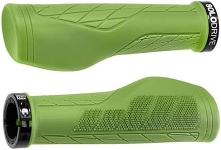 SOLODRIVE Ergonomic Design Mountain Bike Grips, Comfortable Bicycle Handlebar Grips, Single Lock-on and Non-Slip MTB Handle, Fit MTB, E-Bike, Hybrid, Scooter (Olive Green)