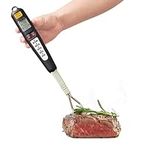 fcforldx Upgraded Meat Thermometer Fork with Electronic Ready Alarm, Digital Cooking Thermometer with Instant Read, LCD Display, Grill Thermometer for Outside Grill, Black