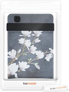 kwmobile Kobo Aura Edition 2 Case – Stand Cover with Strap, Magnolias Taupe/White/Dark Grey