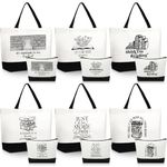 Locmeo 12 Pcs Book Club Gifts Book Tote Bag for Book Lovers Reading Quote Tote Bag Makeup Bag Reusable Cosmetic Bag with Metal Zipper Bookish Librarian Back to School Gifts for Women Teacher Student