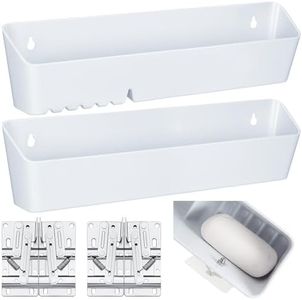 Umigy 2 Pack Tip Out Tray for Sink with 2 Pairs of Hinges Front Sink Drawer Tip Out Tray Kit False Drawer Front Clips Flip Sponge Holder for Kitchen, White(11 Inch)