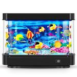 DoubleCare Fake Fish Tank,Virtual Ocean Moving Fish lamp,Fake Aquarium Decor,Realistic Artificial Aquarium Decorations for Bedroom & Office - Black