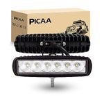 PICAA LED Work Lights Bar,2PCS 18W 6in Car Headlights Flood beam 12V-24V Additional Lights 6000K IP67 Waterproof LED Lights for ATV UTV SUV Truck Boat