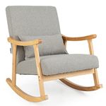 Giantex Upholstered Rocking Chair - Modern Rocker with Rubber Wood Frame, Comfy Backrest & Seat, PP Padded Pillow, Single Rocking Chair for Living Room, Nursery, Bedroom, Lounge, Office, Grey