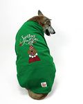 Lana Paws Santa's Favourite Elf Comfortable Winter Christmas Sweatshirt For Large Dogs, Chonky Indies, Boxers, Dalmatian & Similar, Size 24.5, Green