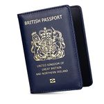 MOIRENTO, Passport Holder, Navy Blue, PU Leather Passport Holders, UK Passport Cover, Passport Wallet, Passport Holders, Passport Holder for Women, Men, British