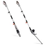 VonHaus Pole Hedge Trimmer & Chainsaw 2 in 1 750W – Electric Extendable Reach 2.4m Cutter for Hedges, Bushes, Branches, Shrubs, Twigs – Comes with Blade Cover, 10m Cable, Harness & More