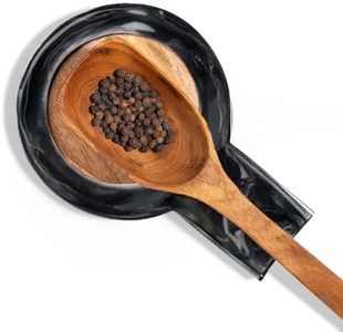 Folkulture Spoon Rest or Spoon Holder | (7 x 5") Resin Spoon Rest for Stove Top or Kitchen Utensils Holder | Spatula Holders for Rustic Kitchen Decor | Spoon Holder for Home (Black)