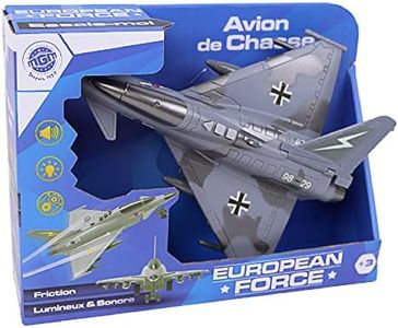 EUROPEAN FORCE - Avion de Chasse - Véhicules À Friction - 021171 - Gris - Plastique - Militaire - Jouet Enfant - Véhicules d'Interventions - 26 cm x 20 cm - À Partir de 3 Ans