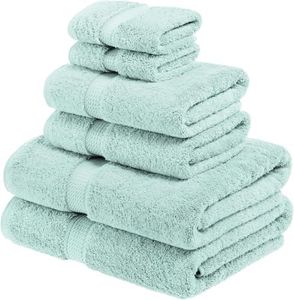 Superior 900 GSM Luxury Bathroom 6-Piece Towel Set, Made of 100% Premium Long-Staple Combed Cotton, 2 Hotel & Spa Quality Washcloths, 2 Hand Towels, and 2 Bath Towels - Sea Foam