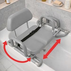 Platinum Health HydroSlide Sliding Shower Chair Swivel Seat for Bathtub, Soft, Padded with Industry-Exclusive, Patented Gap-Bridge Safety Feature. Padded Armrests. Ideal for Elderly and Seniors