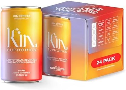 Kin Euphorics Kin Spritz Non-Alcoholic Functional Beverage | Invigorating Energizer | Adaptogen & Nootropic Drink | Rhodiola Rosea, 5-HTP, GABA | Ginger, Hibiscus, Citrus | Ready to Drink | 8 Fl Oz (24pk)