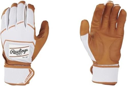 Rawlings | Workhorse Baseball Batting Gloves | Compression Strap | Adult Small | Caramel/White