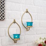 Homesake Candle Holder Wall Light Metal Decorative Golden Eye Wall Sconce | Fragrance Candles for Living Room and Bedroom Decoration | Home Decor Items - Pack of 2