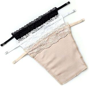 YWTAENOH 3Pcs Lady Lace Clip-on Mock Camisole Bra Insert Overlay Modesty Panel Vest Camisoles, Black White Beige, One Size