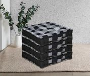 HOME COLORS.IN Gingham Check Microfiber Chair Cushion | Square Floor Cushion | Sitting Cushion | Back Support Cushion | Seat Pad | Thick Chair Pad - 40x40x8 cm - Pack of 4 - Black & White