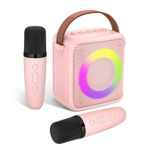 Ankuka Karaoke Toys for Kids & Adults with 2 Microphones, Portable Karaoke Machine with LED Light and Voice Changing Effects, Gifts for Age 3-18 Kids Boys Girls Families Birthday Party (Pink)